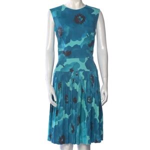 Lela Rose Teal Floral Dress sz 2